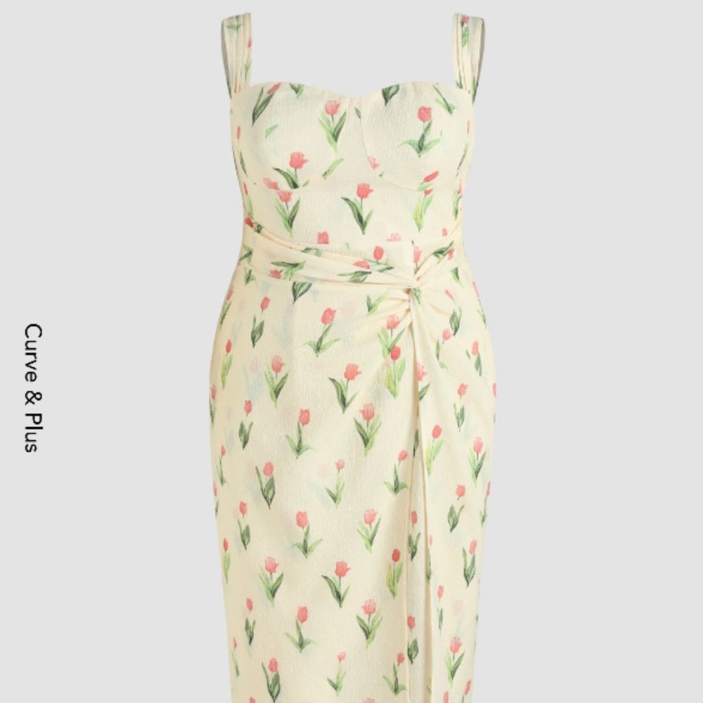 Curve & Plus Floral Twist Front Corset Dress
